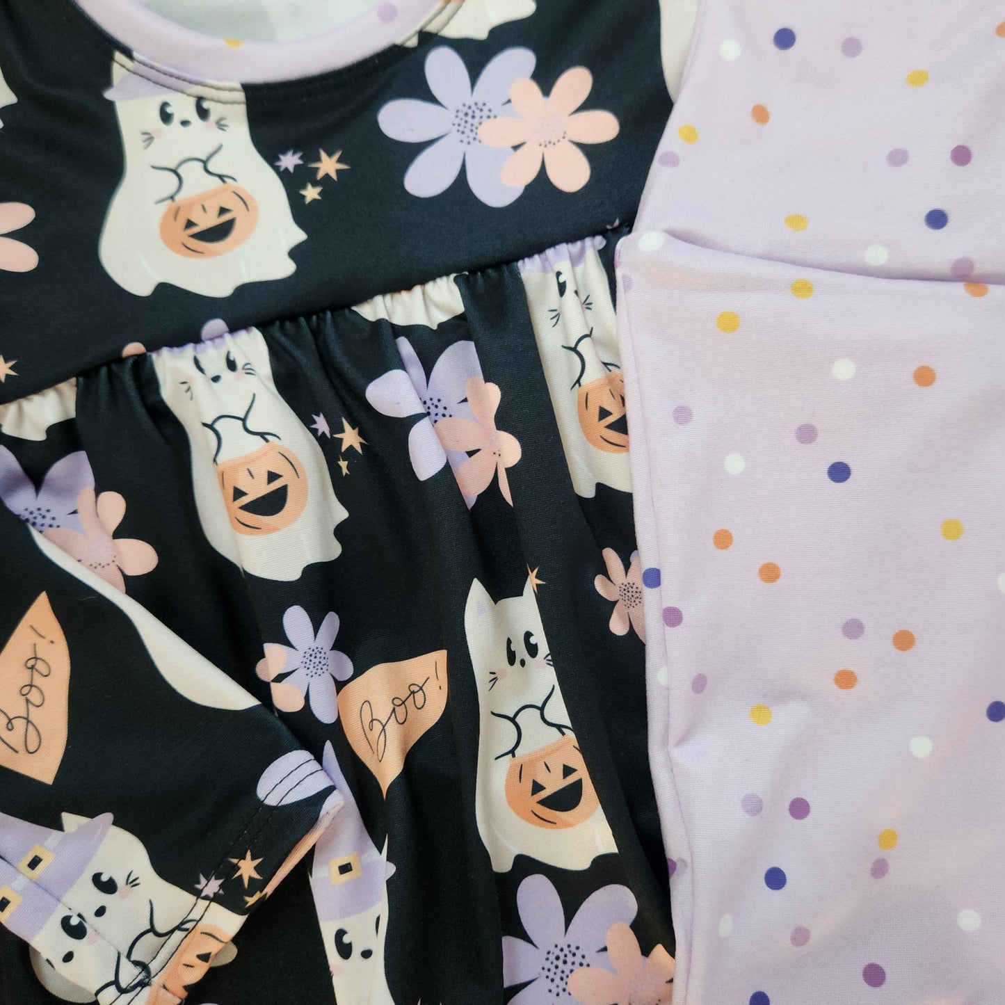3T Halloween Ghost Kitties Peplum and Flare Leggings