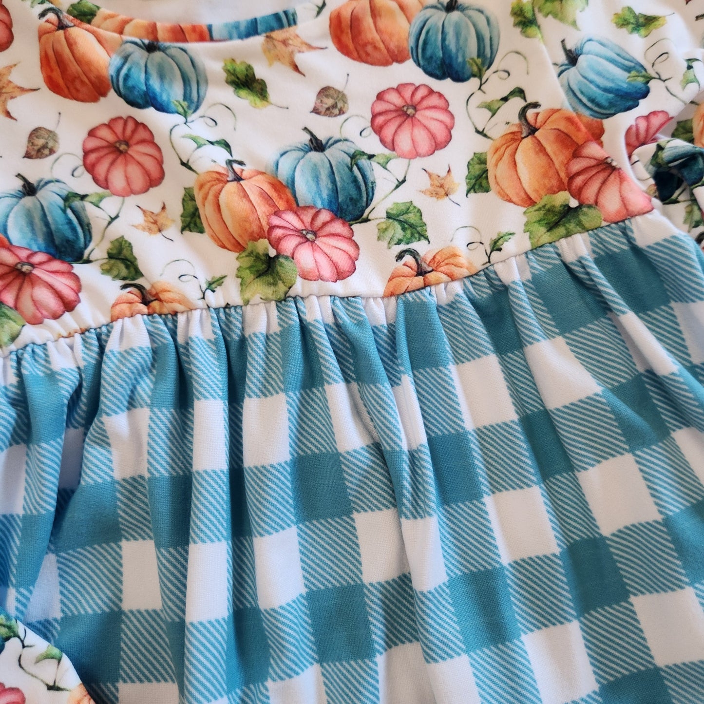 3T Orange, Pink and Teal Pumpkins Tiered Delilah Dress