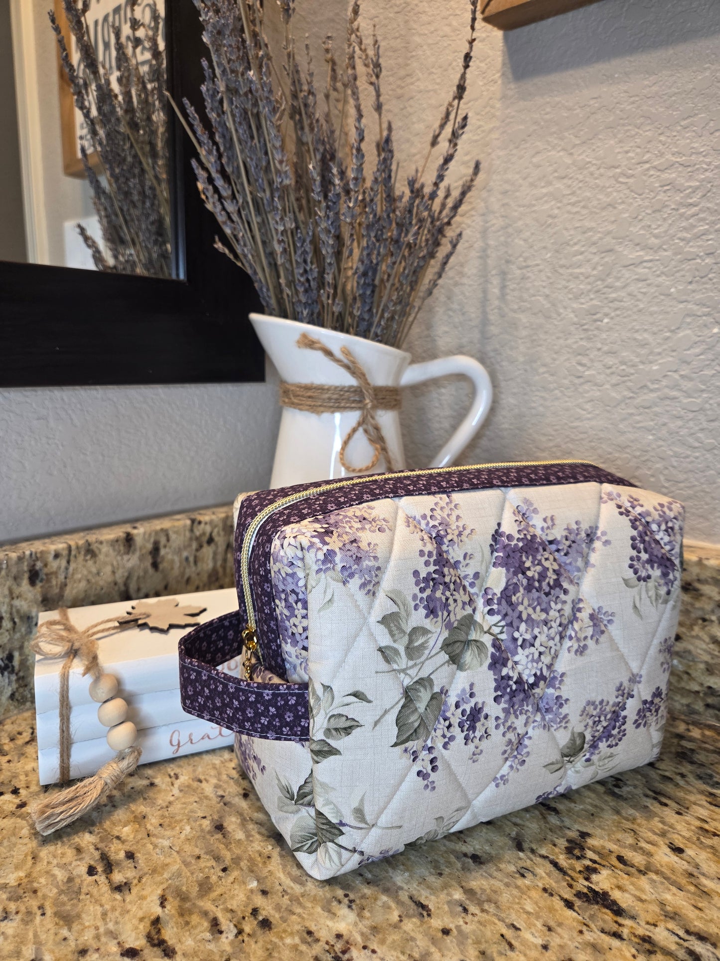 Quilted Boxy Cosmetic Pouch Various Fabric Options