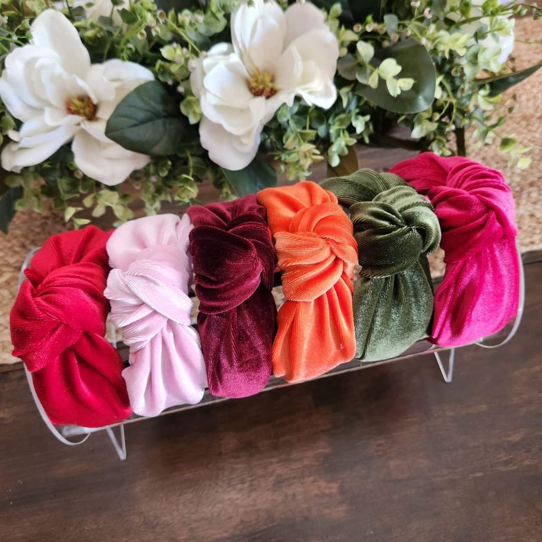 Top knot velvet headband