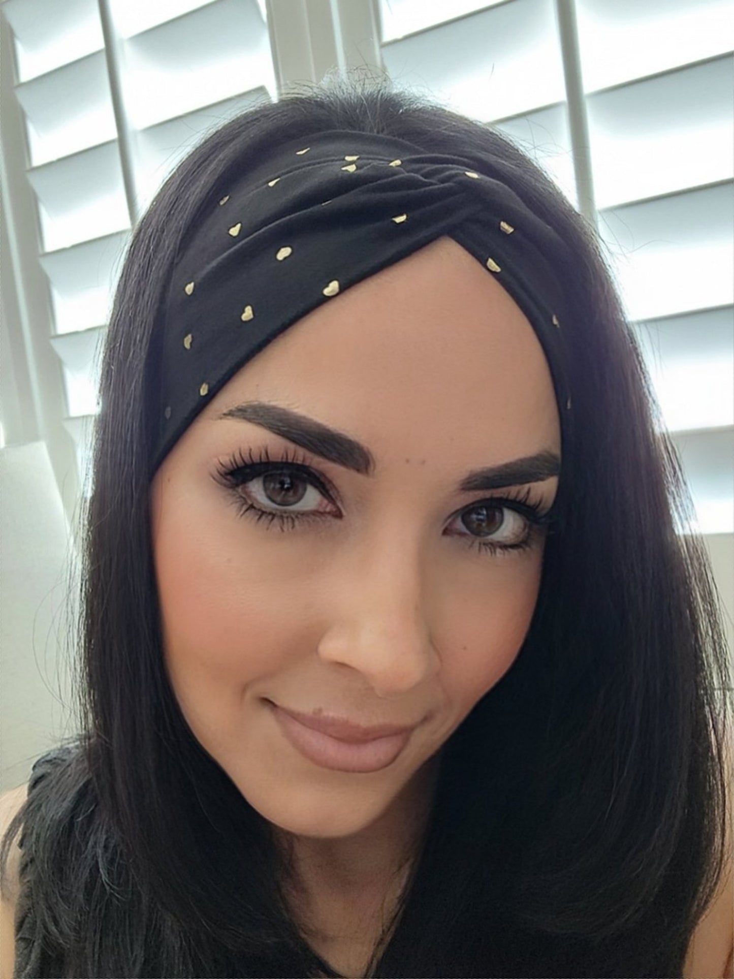 Metallic Gold Hearts twisted headband