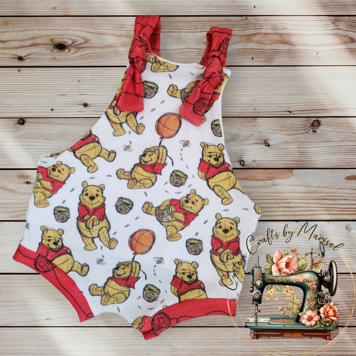 12-18 months Honey Bear Knotted Overalls Shorties Length