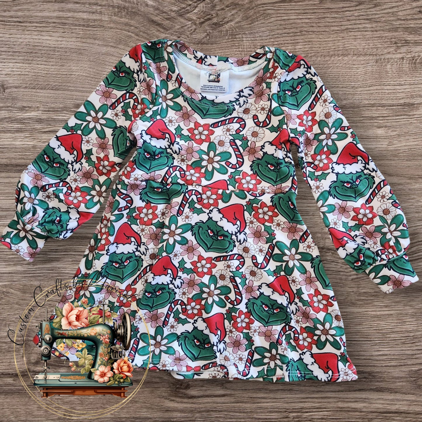 2T Floral Green Guy Galena Dress with Bishop Sleeves