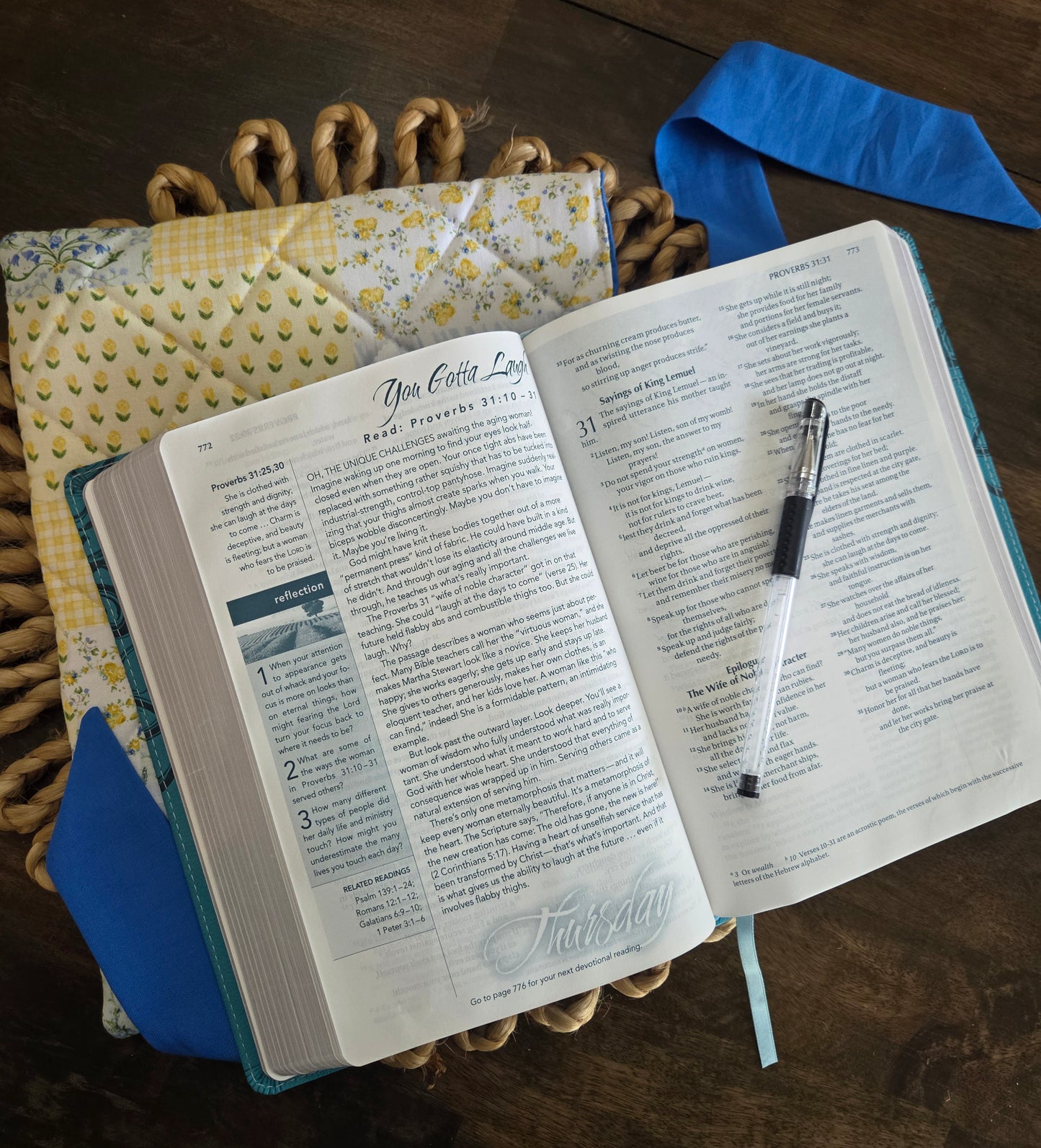 Yellow and Blue Patchwork Bible Sleeve
