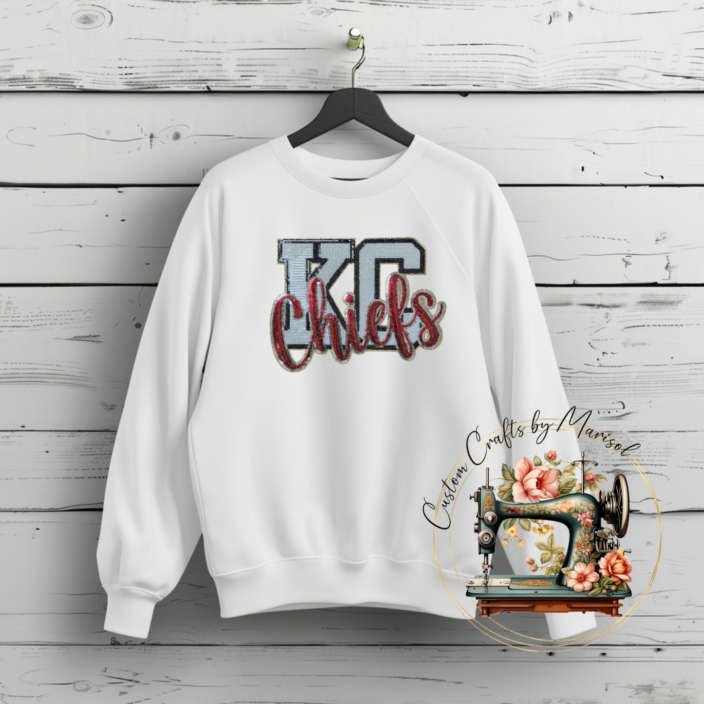 Kansas City Chiefs Sequin Patch Crewneck Sweatshirt Various Colors