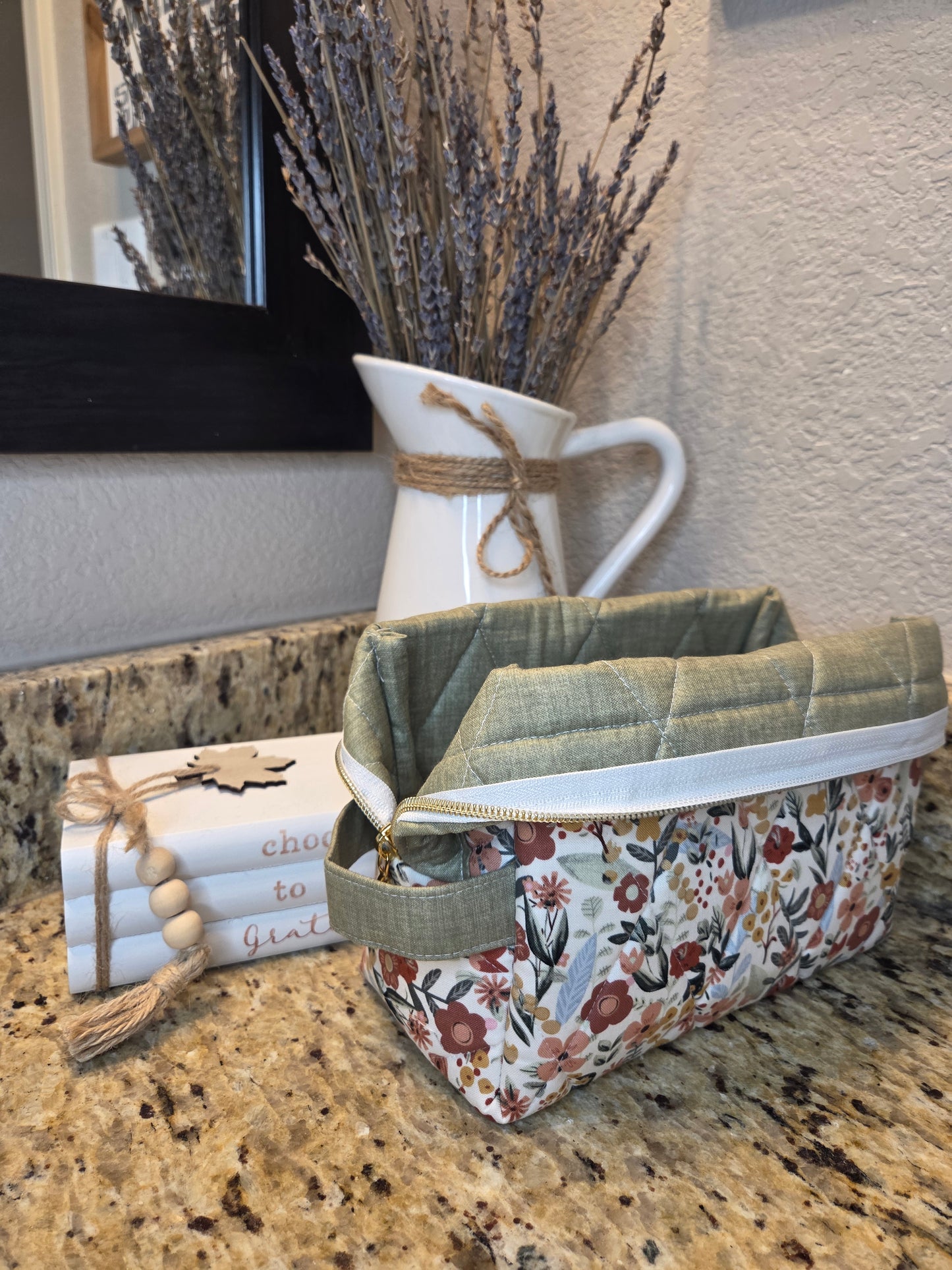 Quilted Boxy Cosmetic Pouch Various Fabric Options