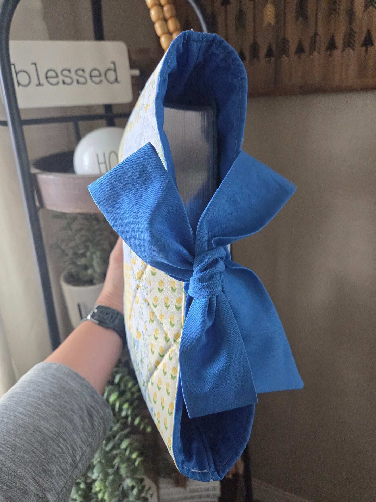 Yellow and Blue Patchwork Bible Sleeve