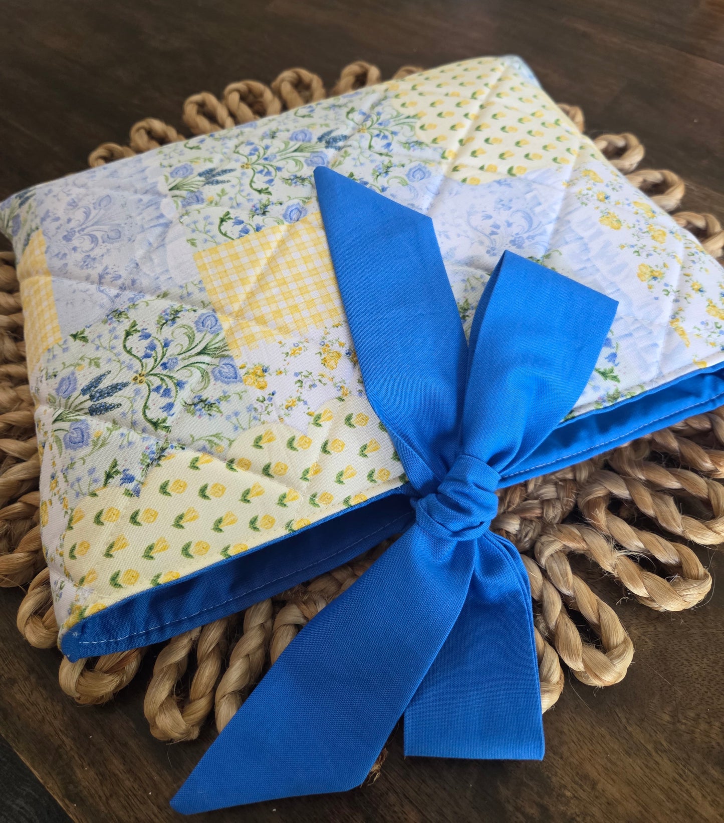 Yellow and Blue Patchwork Bible Sleeve