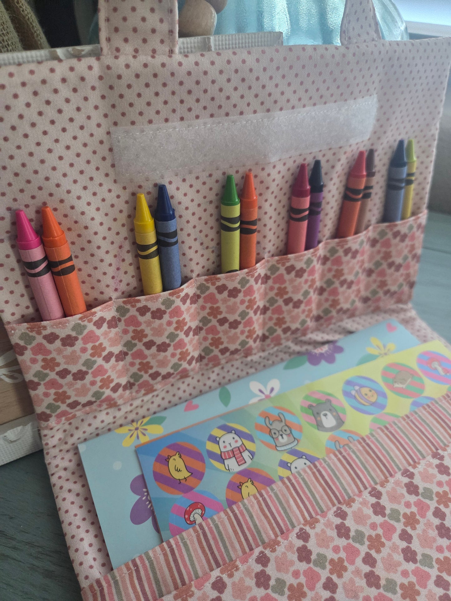 Travel Drawing Case, Art Folio, Crayon Carrier, Kids Activity Bag, Car Coloring Case with Handles