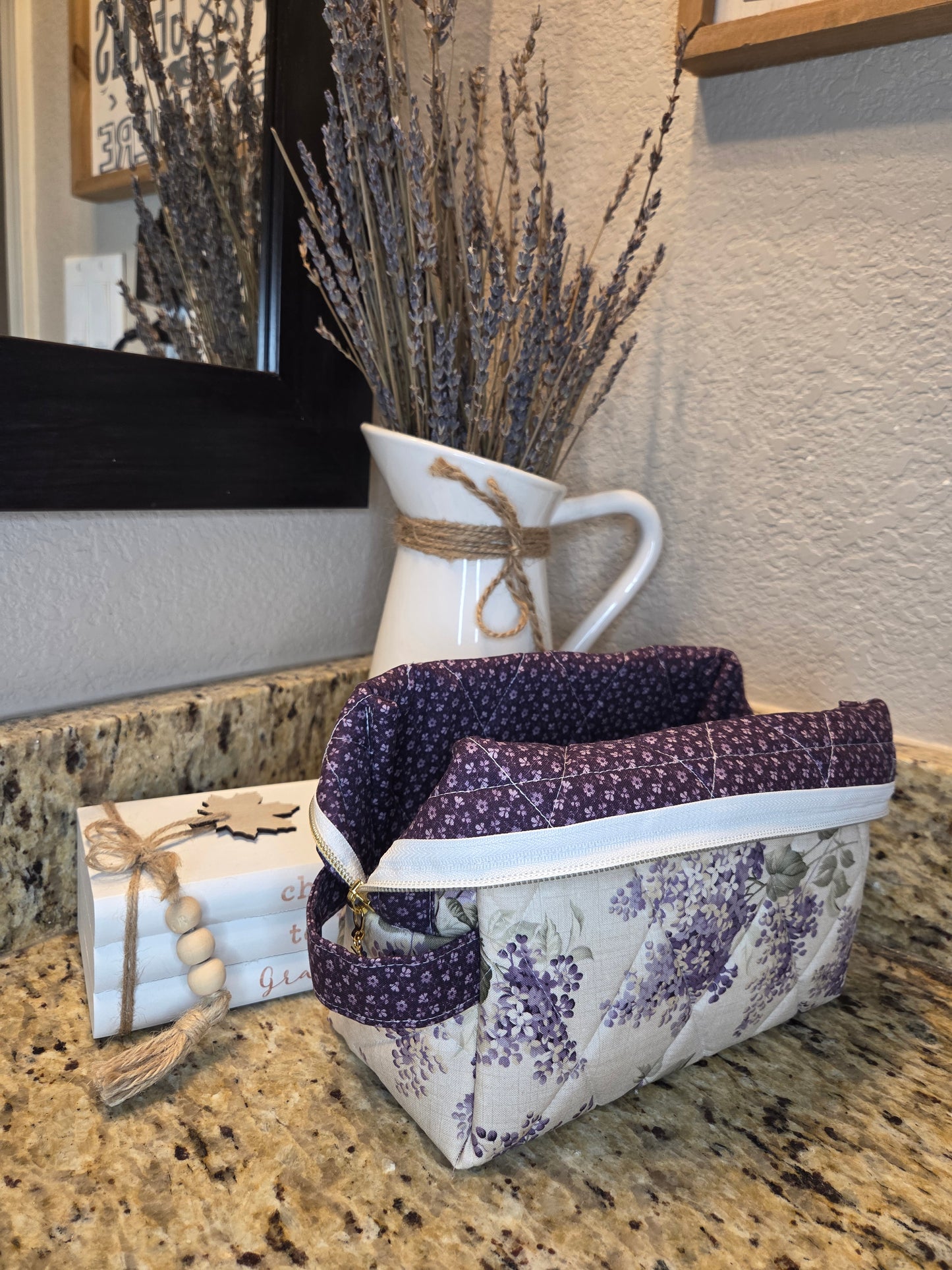 Quilted Boxy Cosmetic Pouch Various Fabric Options