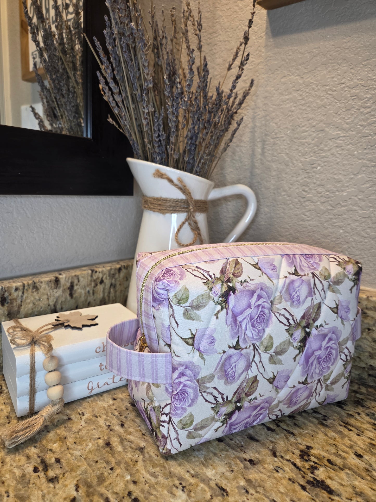 Quilted Boxy Cosmetic Pouch Various Fabric Options