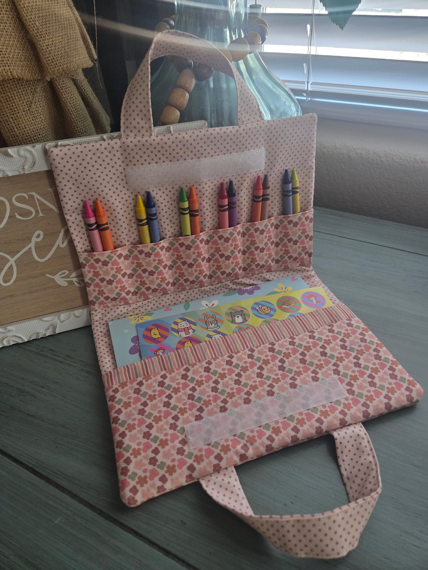 Travel Drawing Case, Art Folio, Crayon Carrier, Kids Activity Bag, Car Coloring Case with Handles