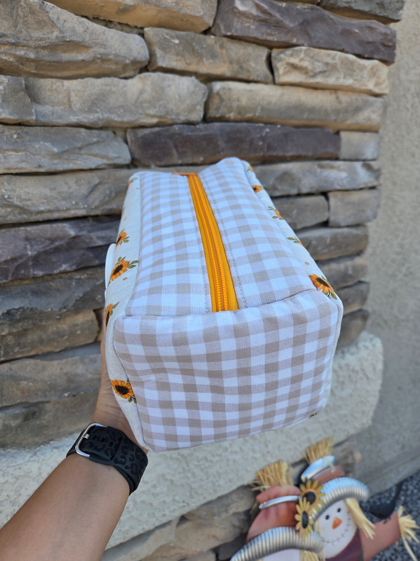 Sunflowers and Gingham Diaper and Wipe Pouch