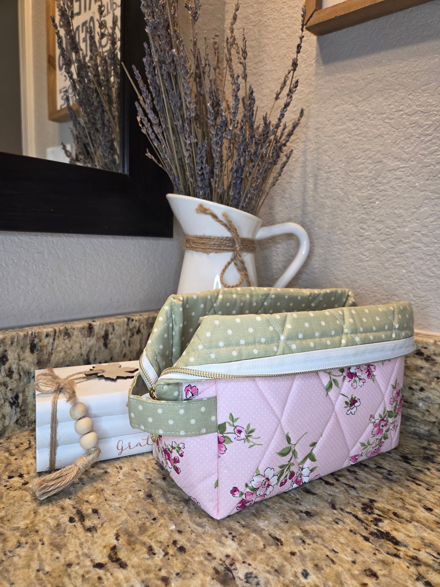 Quilted Boxy Cosmetic Pouch Various Fabric Options