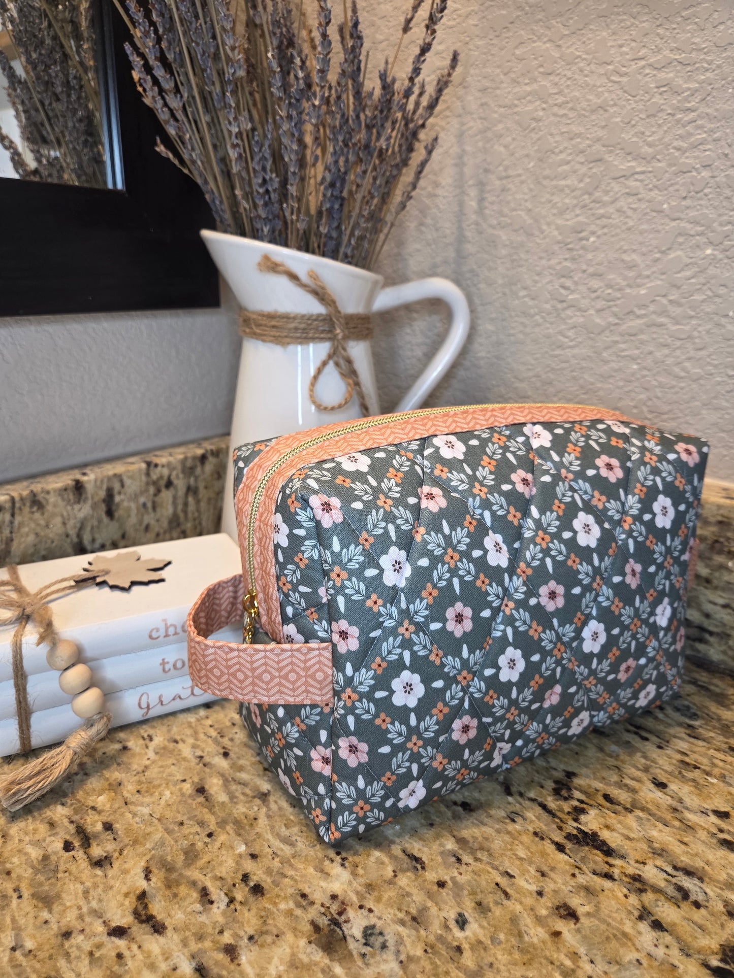 Quilted Boxy Cosmetic Pouch Various Fabric Options