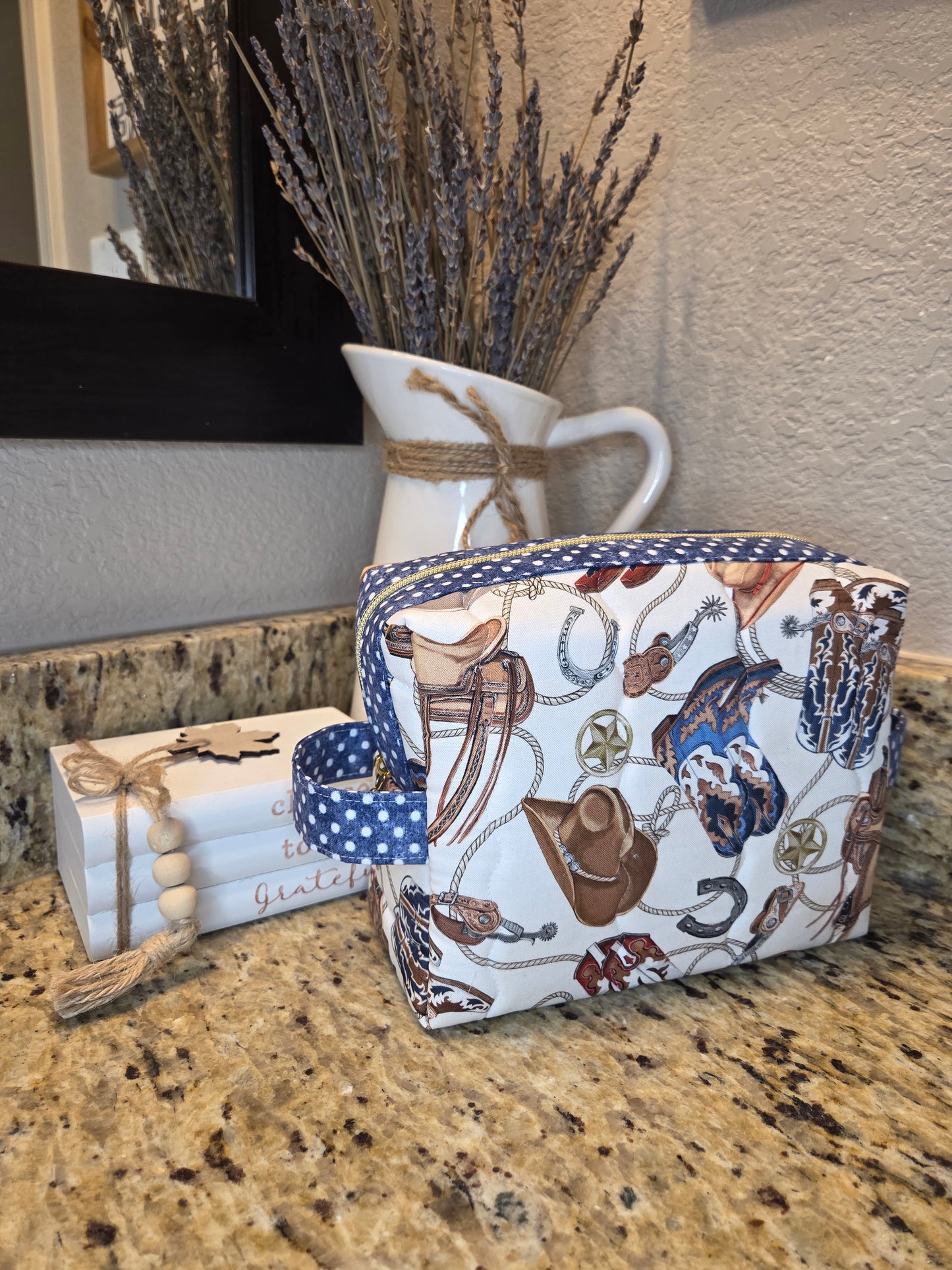 Quilted Boxy Cosmetic Pouch Various Fabric Options