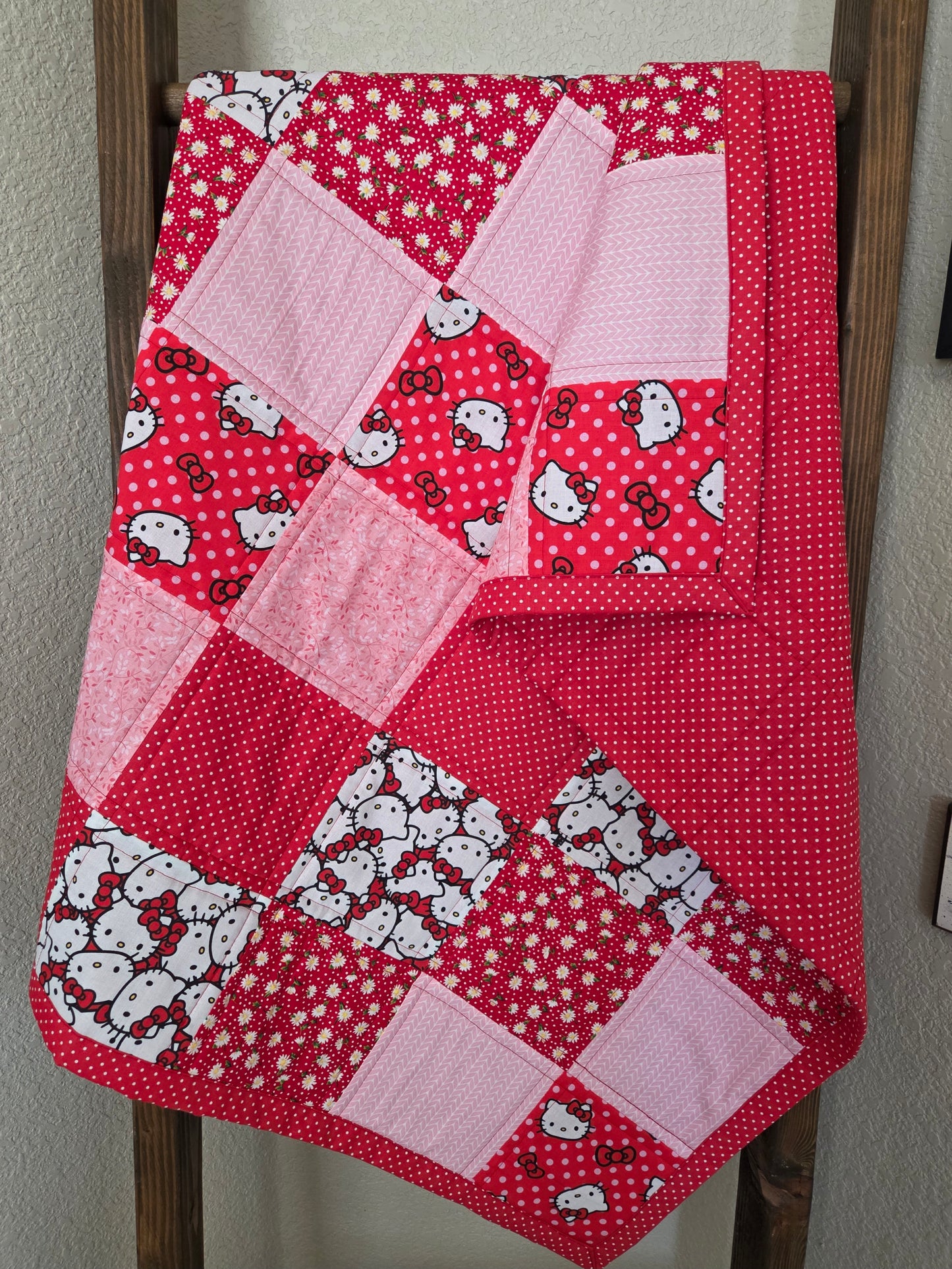Red and Pink Hello Kitty Baby/Toddler Quilt