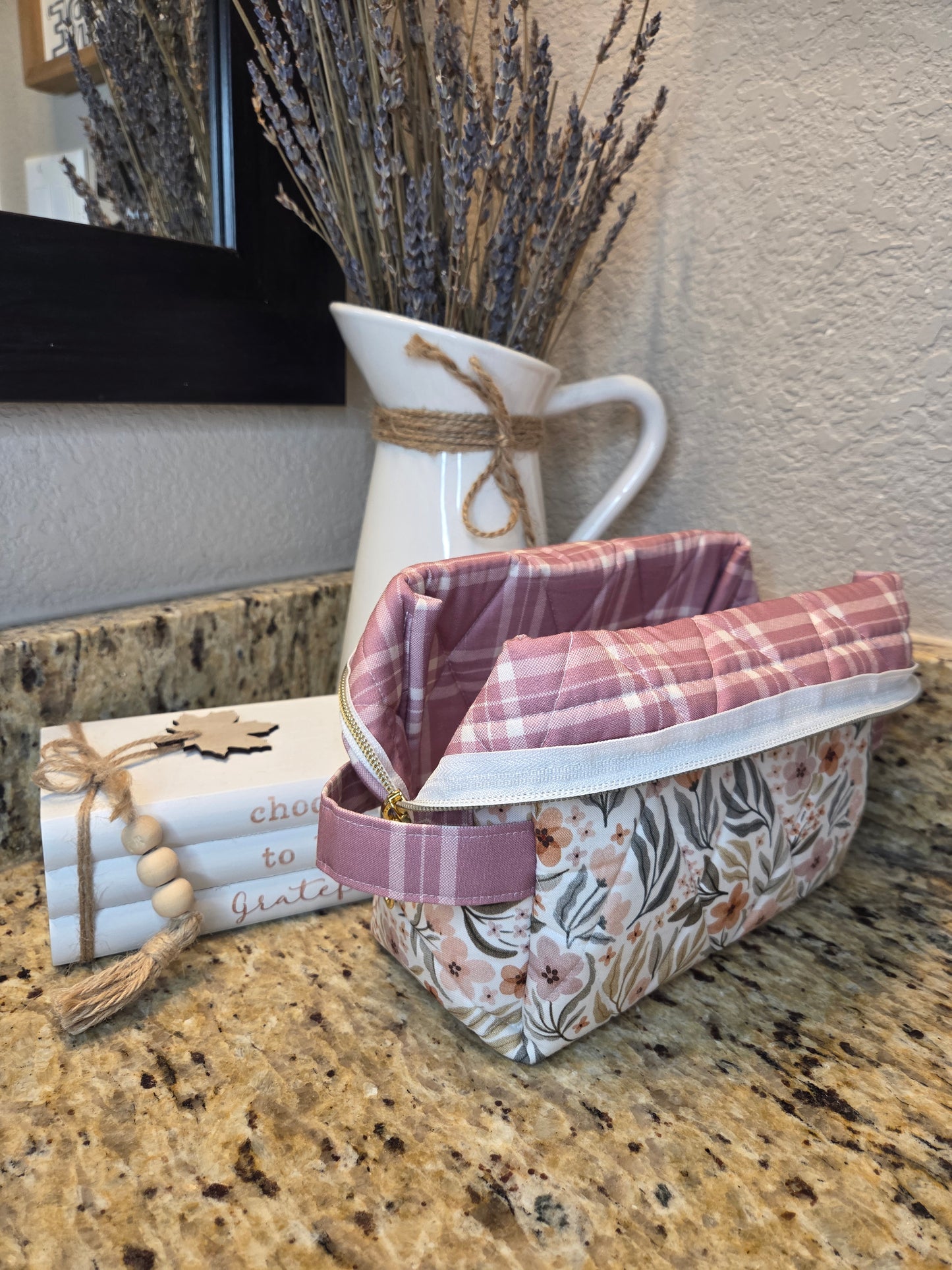 Quilted Boxy Cosmetic Pouch Various Fabric Options