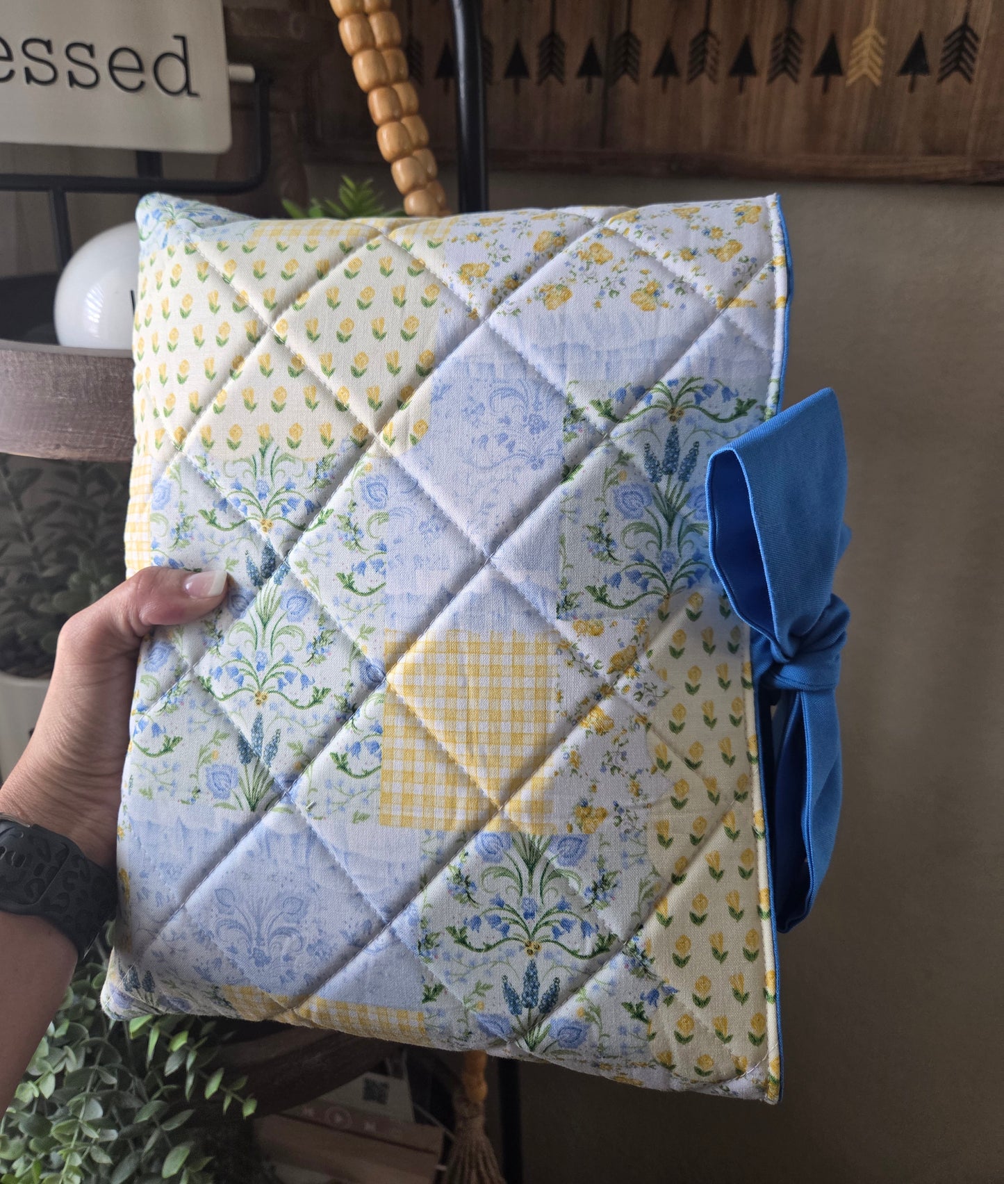 Yellow and Blue Patchwork Bible Sleeve