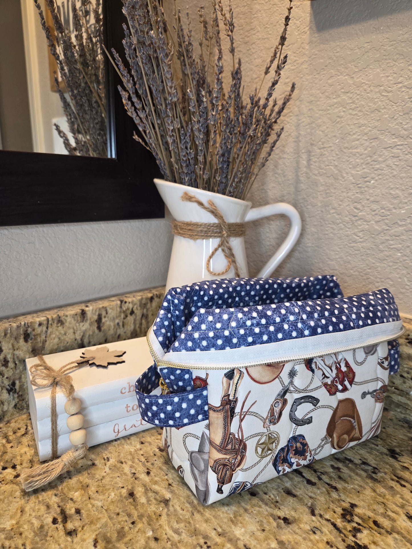 Quilted Boxy Cosmetic Pouch Various Fabric Options