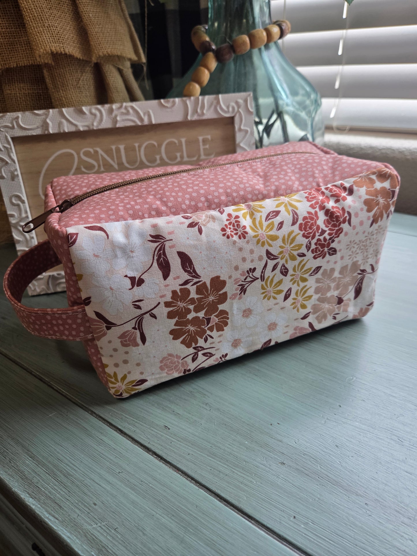 Mauve floral Diaper and Wipe pouch