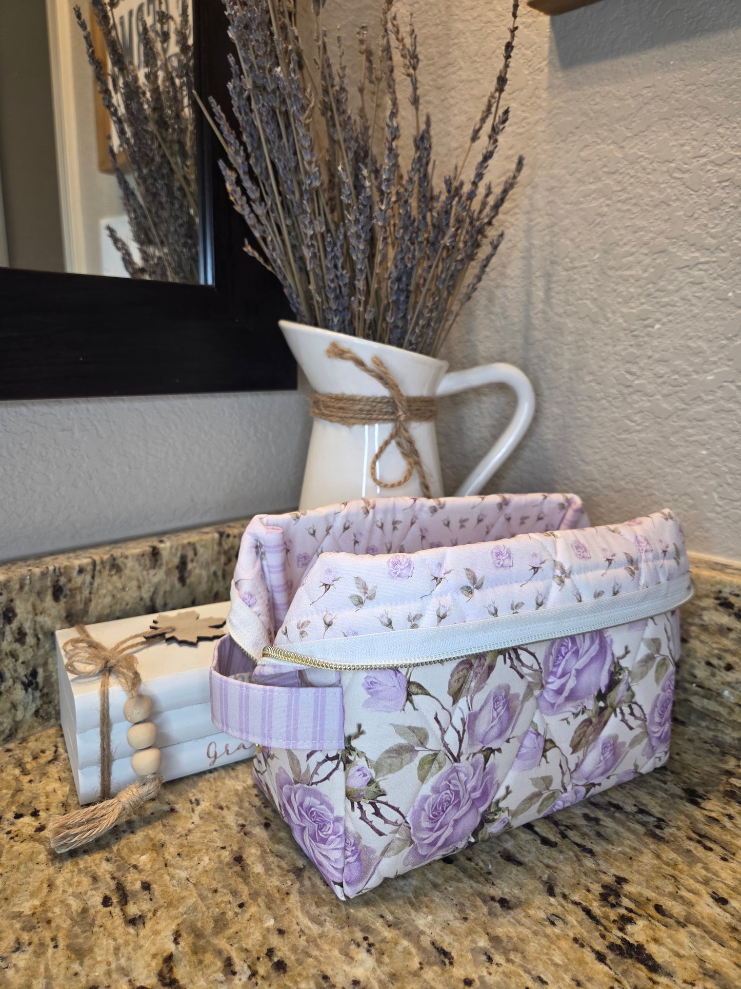 Quilted Boxy Cosmetic Pouch Various Fabric Options