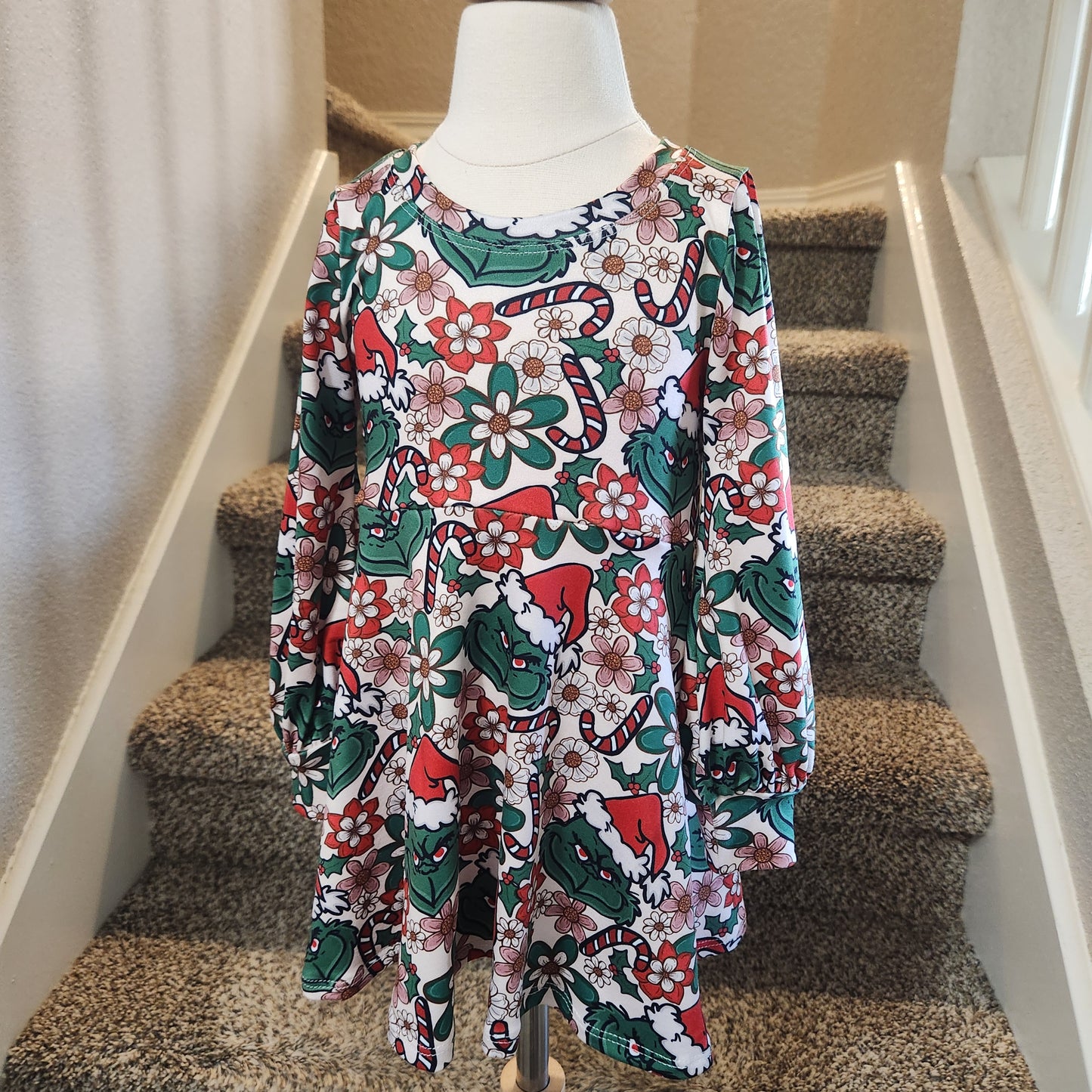 2T Floral Green Guy Galena Dress with Bishop Sleeves