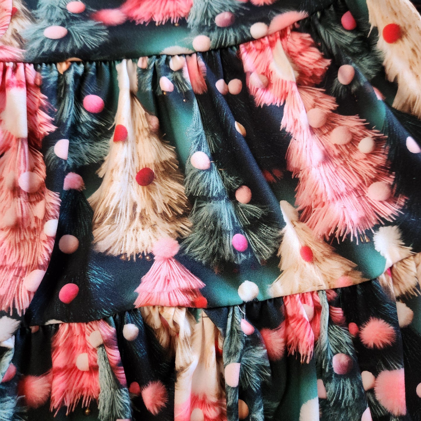 Pink Christmas Trees Tiered Delilah Dress