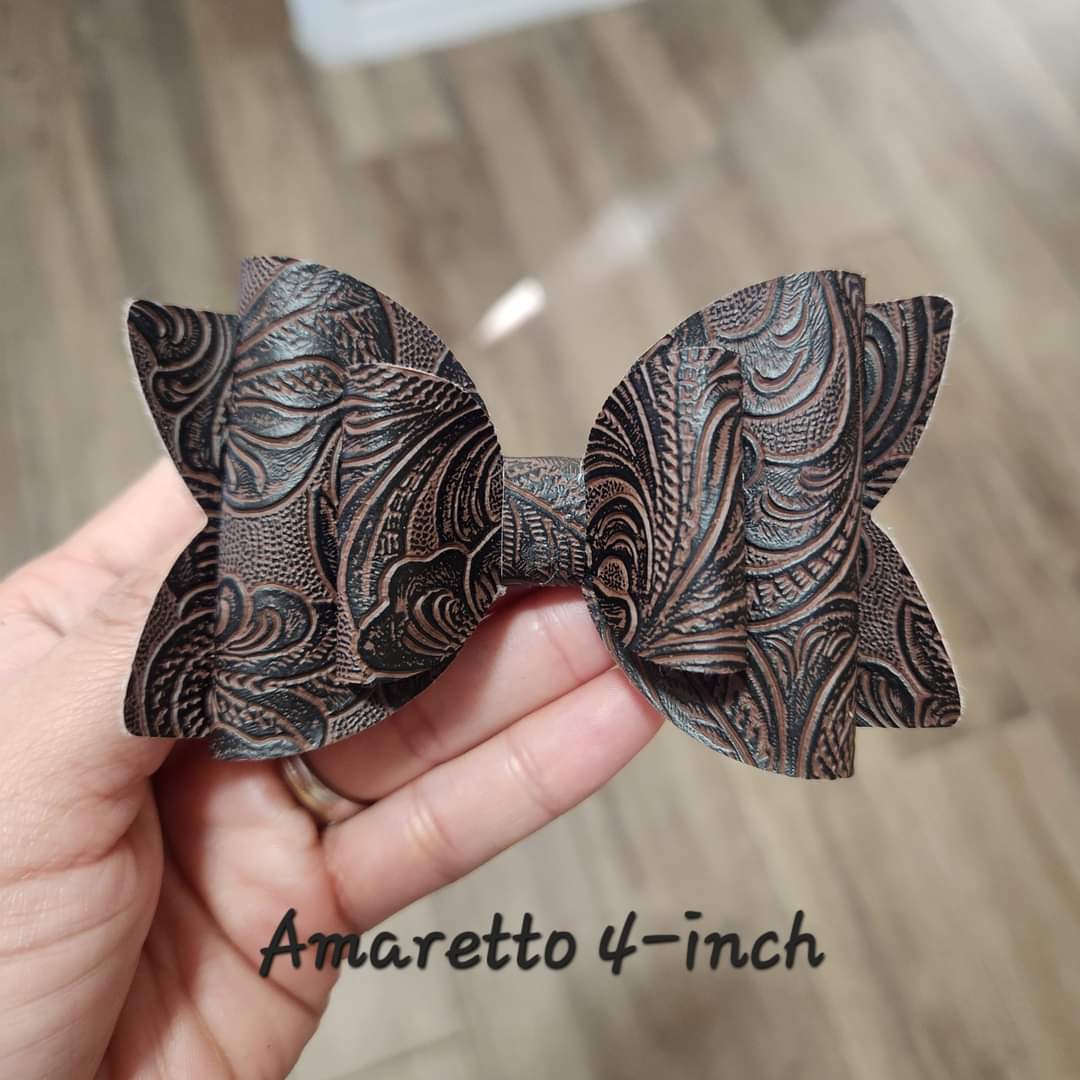 Embossed faux leather 4-inch bows