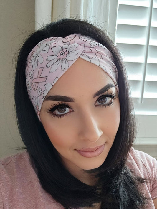 Breast Cancer Awareness Twist Headbands RIBBON and DAISIES