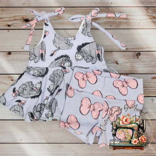 Eeyore Camellia Top and Biker Shorts set