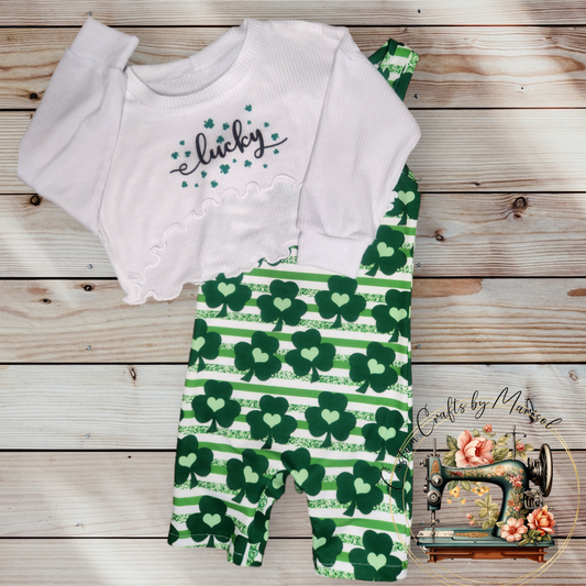 Lucky St. Patrick's theme Ollie Romper and Honey Top set