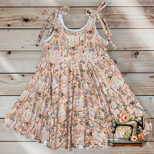 Pretty Peach Embroidery Look Shoulder Tie Camellia Dress 12-18 months