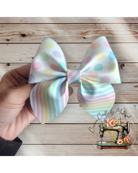 Two Tone Spring/Easter Faux Leather Sailor Bow