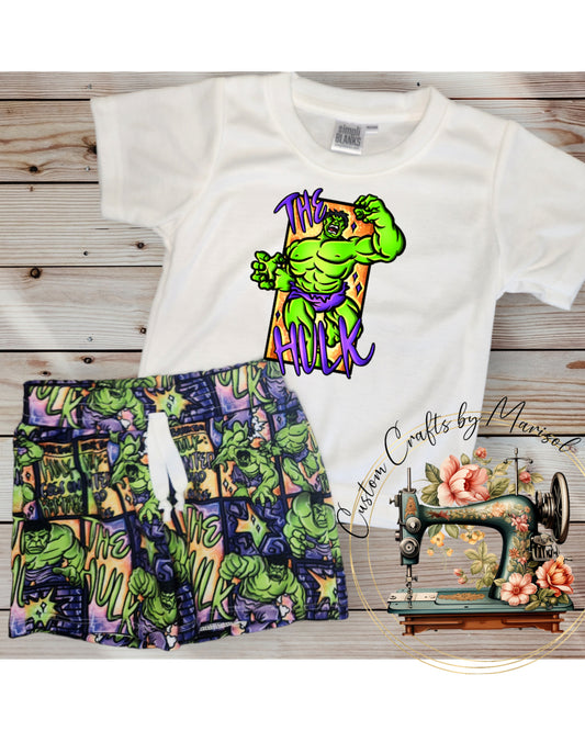 RTS Size 2T Hulk Jogger Shorts and Tee Set