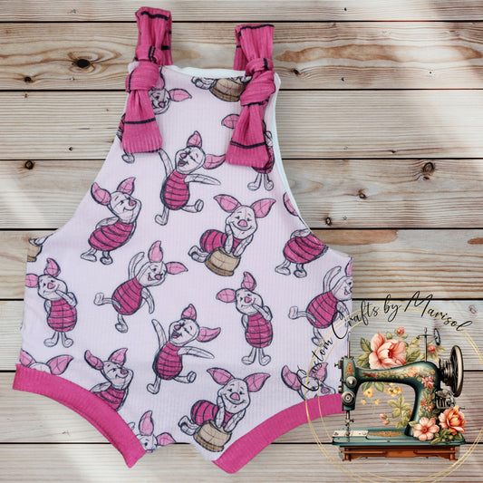 12-18 months Piglet Knotted Overalls Shorties Length