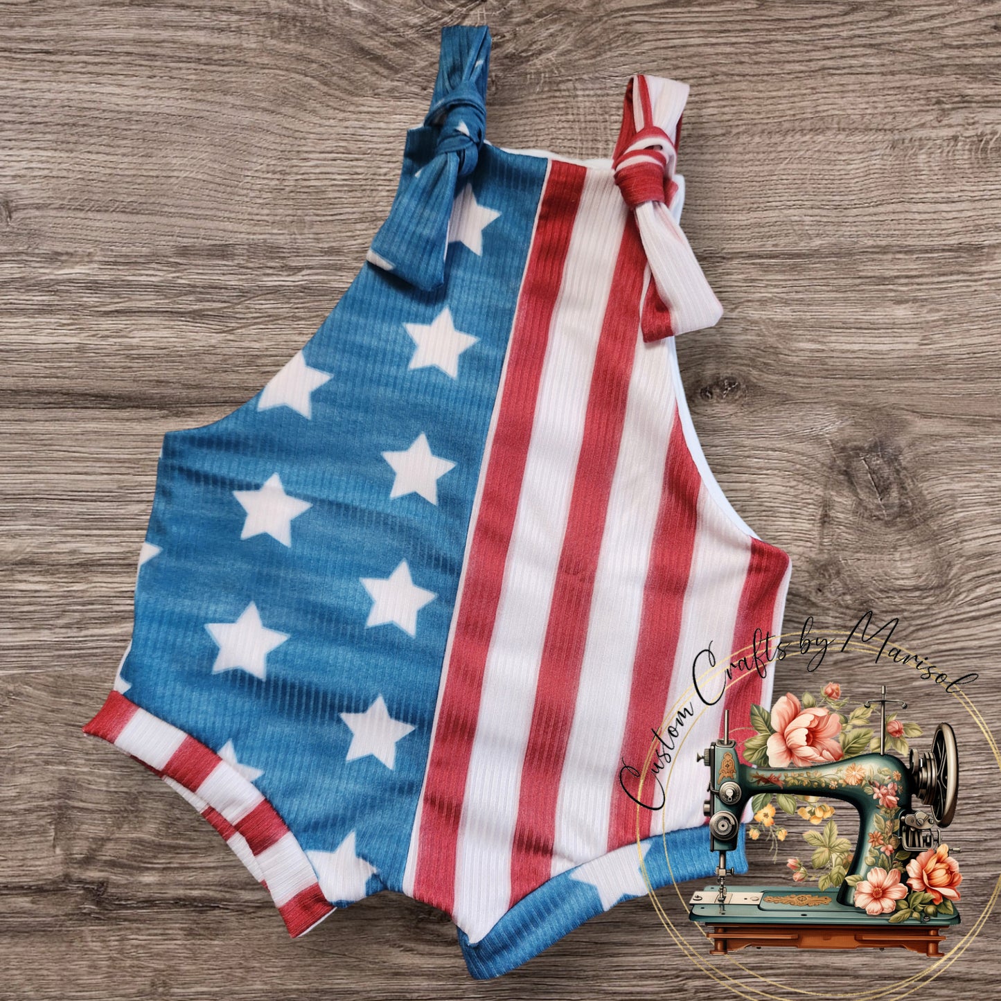 American Flag Themed Knotted Overalls 12-18 months