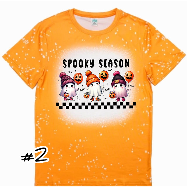 4 designs, Adult XL Orange Faux Bleach Spooky Ghost Tshirt