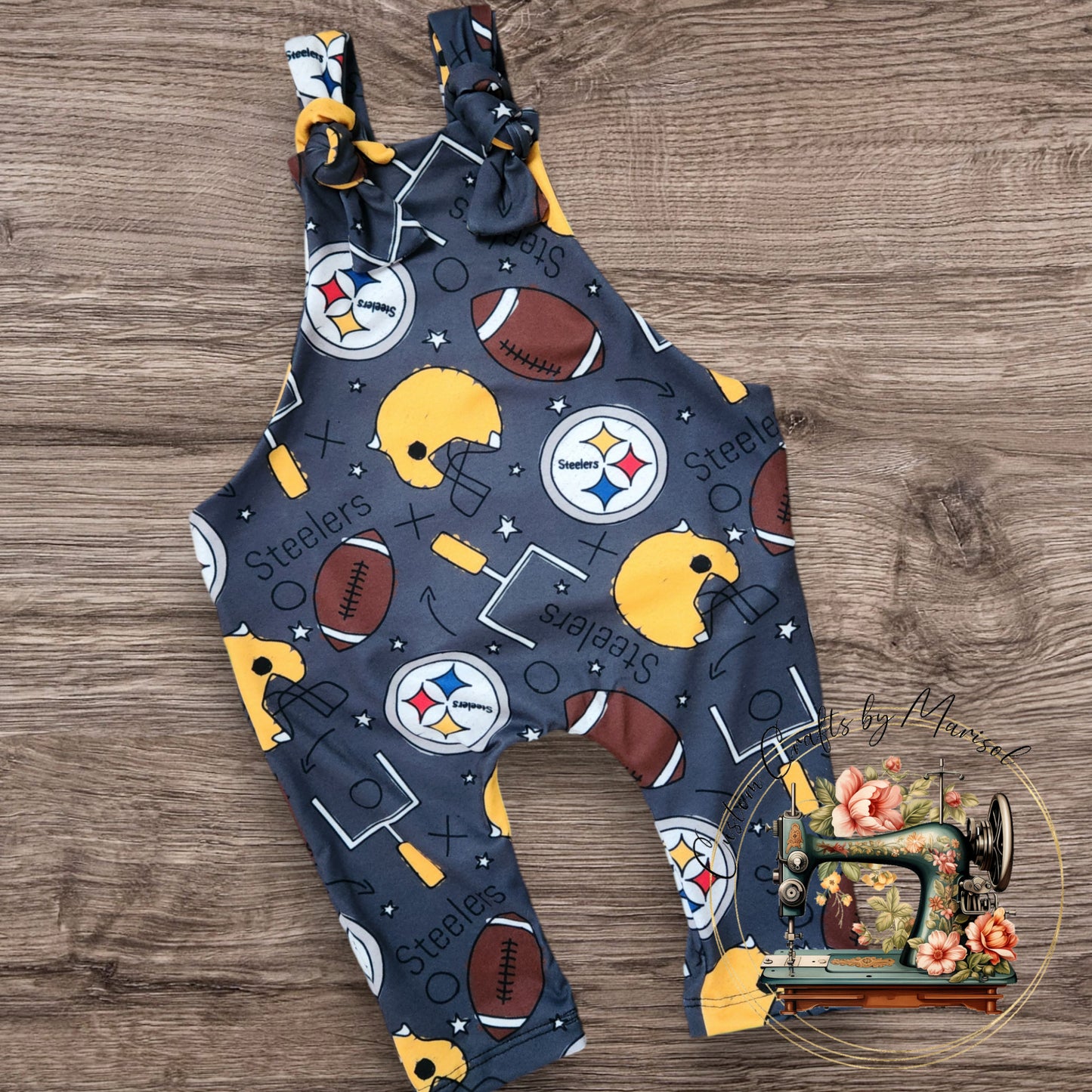 3-6M Steelers Knotted Overalls