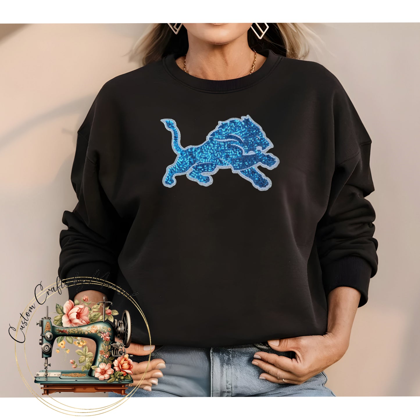 Lions Sequin Patch Crewneck Sweatshirt Various Colors