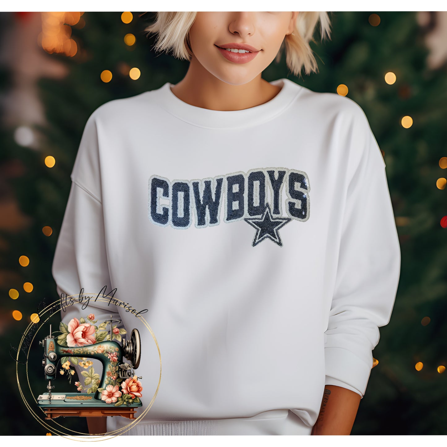 Cowboys Sequin Patch Crewneck Sweatshirt Various Colors