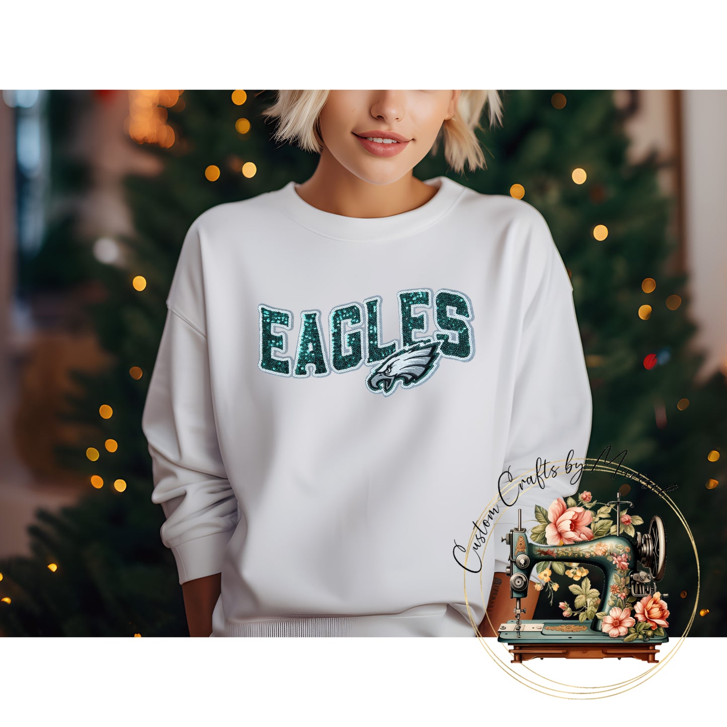 Eagles Sequin Patch Crewneck Sweatshirt Various Colors