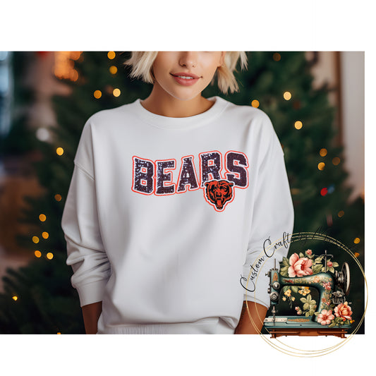 Bears Sequin Patch Crewneck Sweatshirt Various Colors