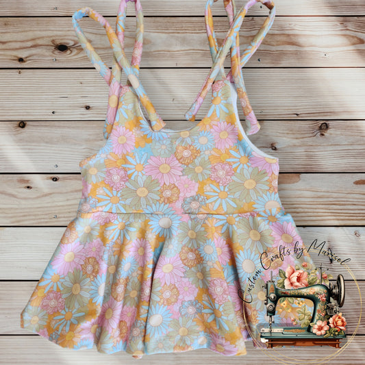 18-24 Months Floral Shoulder Tie Peplum Top