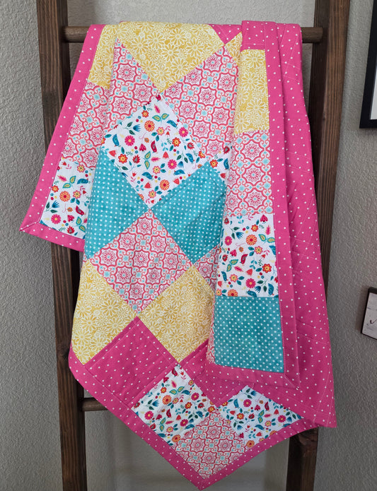 Teal Coral Medallion Baby/Toddler Quilt