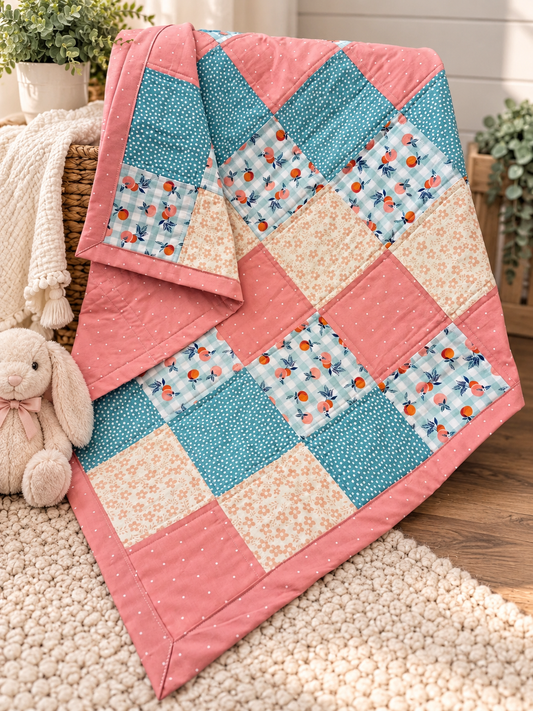 Peach and Teal Baby Quilt