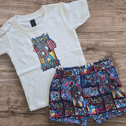 Captain America tee and shorts set 3T