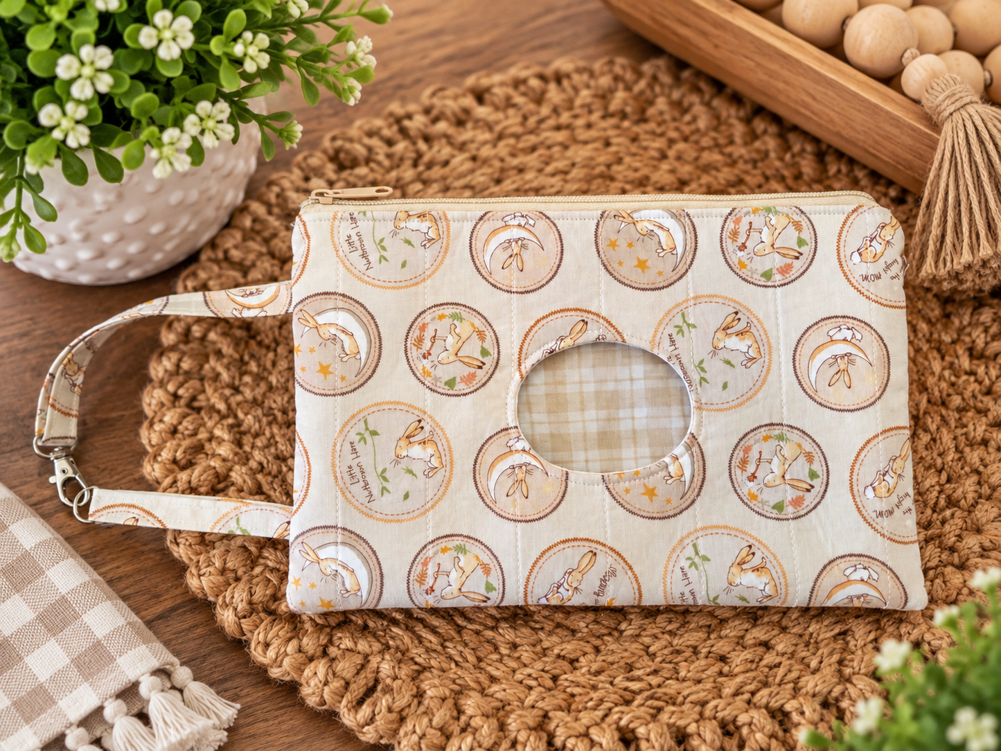 Diaper and Wipe Clutch in Nutbrown Hare Guess How Much I Love You print