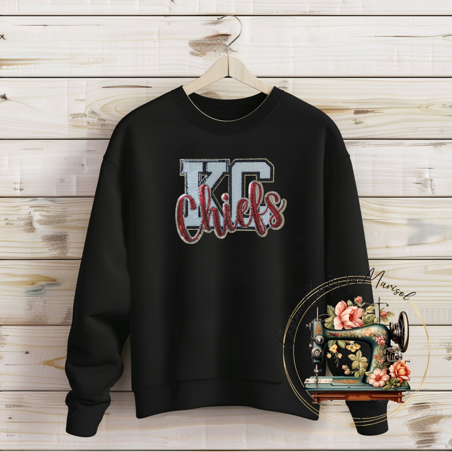 Kansas City Chiefs Sequin Patch Crewneck Sweatshirt Various Colors