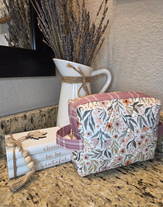 Quilted Boxy Cosmetic Pouch Various Fabric Options